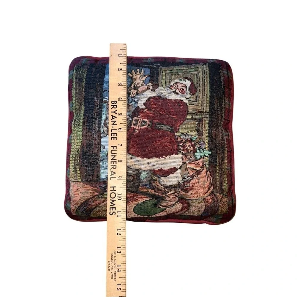 Violet Linen‎ Festive Santa Claus Tapestry Throw Pillow 12x12 Christmas Decor